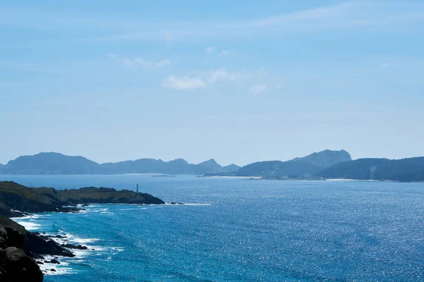 Uitzicht Cies Islands Cabo Home Vuurtoren Pontevedra Galic — Stockfoto
