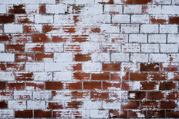Старая Кирпичная Стена Изношенной Белой Штукатуркой Обветшалым Фоном Текстурой — стоковое фото