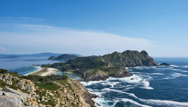 Islas Cies Panorama Desde Monte Das Figueiras Isla Monteagudo Islas —  Fotos de Stock