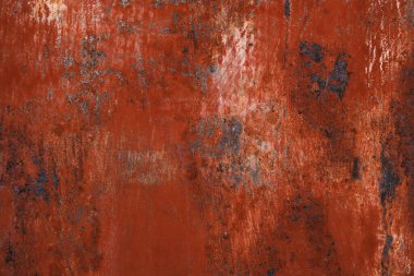 Kırmızı kabuğu soyulmuş eski metal levha grunge arkaplan veya doku