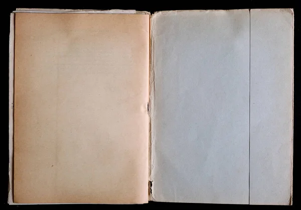 Old Open Book Worn Out Blank Paper Pages — Stock Photo, Image