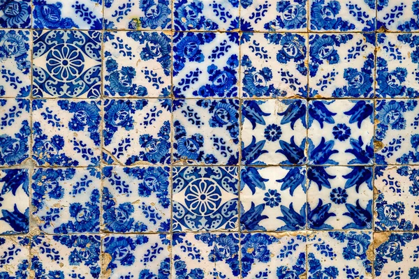 Azulejos Portugueses Azulejos Tradicionais Com Padrões Geométricos Florais — Fotografia de Stock