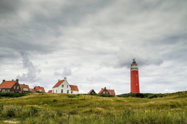 Teksas adasındaki Eierland Deniz Feneri, Wadden Denizi, Kuzey Hollanda, Hollanda