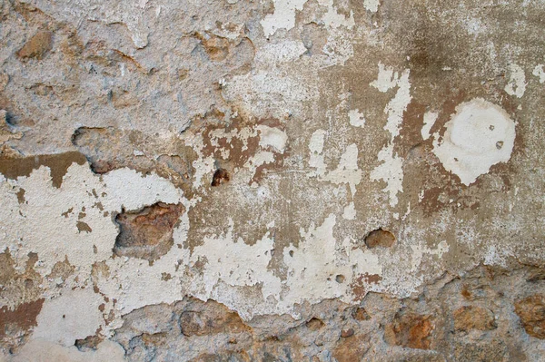Old Traditional Limewashed Stone Wall Peeling Plaster White Rustic Background — Stock Photo, Image