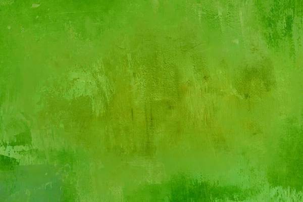 Green painting backdrop on canvas, grunge background or texture
