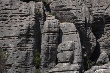 Torcal de Antequera doğa yeniden yayınında karistik süreçler tarafından aşınan kireçtaşı blokları, Malaga, İspanya