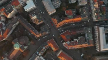 Birds Eye View 'dan Genel Şehir Genel Görünümü, Almanya' nın Avrupa Şehri Üst Görünümü, Hava Aracı perspektifi