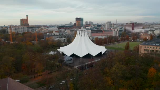 Tempodrom Event Space in Berlin, Germany famous White Tent Building, Abstract Architecture — Stock Video
