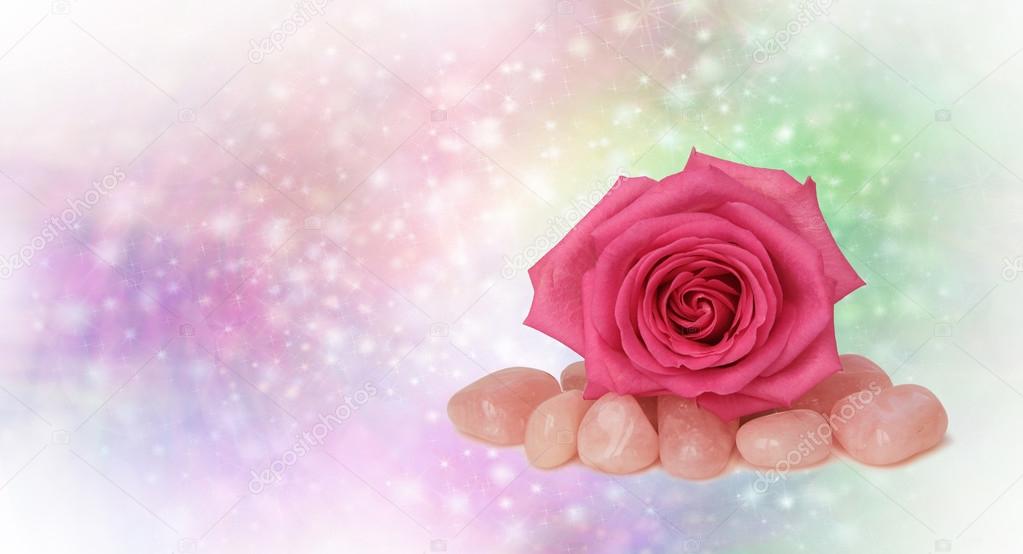 Healing Rose Quartz and Pink Rose — Stock Photo © Healing63 #100693574