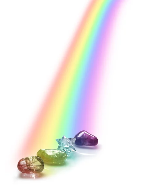 Cristais de cura iluminados arco-íris — Fotografia de Stock