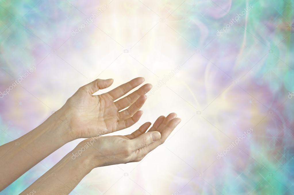 Energy healer with open hands 