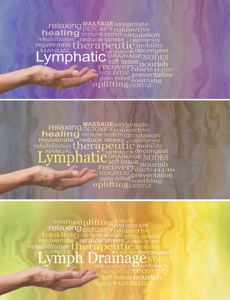 Manual Lymphatic Drainage Word Cloud x 3 — Stock Photo, Image