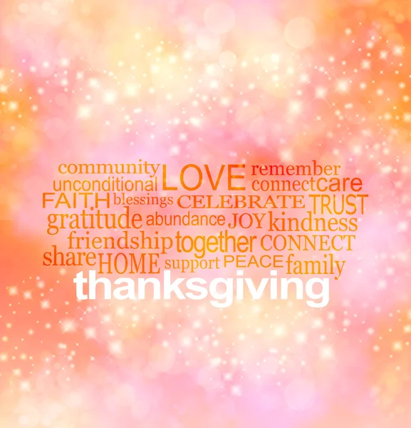 Vibrant Sparkling THANKSGIVING word cloud — Stock Photo, Image