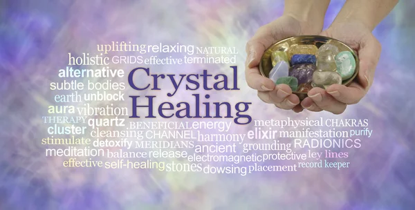 Crystal healing word cloud banner — Stock Photo, Image