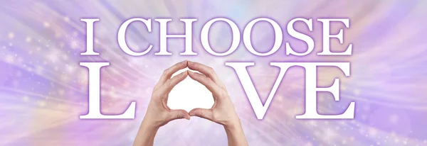 Choose Love Spiritual Message Banner Female Hands Making Love Words — Stock Photo, Image