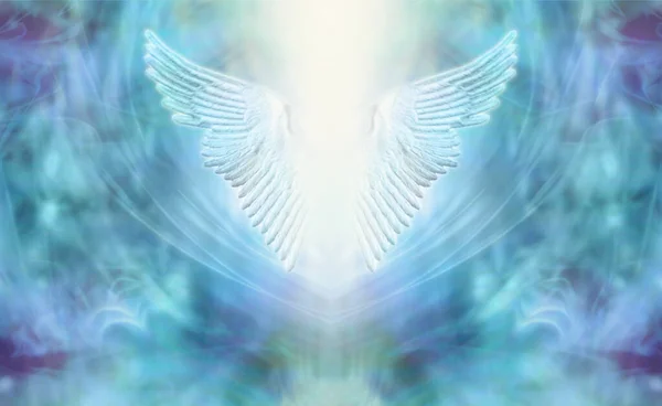 High Resonance Turquoise Blue Angel Wings Spiritual Background Синій Фіолетовий — стокове фото