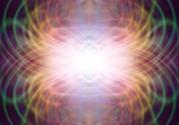 Stunning healing energy web formation background - multicoloured symmetrical web design with a white centre radiating outwards ideal for spiritual messages