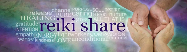 Kom Sluit Aan Bij Onze Reiki Share Group Word Cloud — Stockfoto