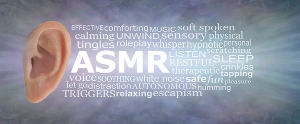 Asmr Word Cloud Concept Parole Associate Autonomous Sensory Meridian Response — Foto Stock