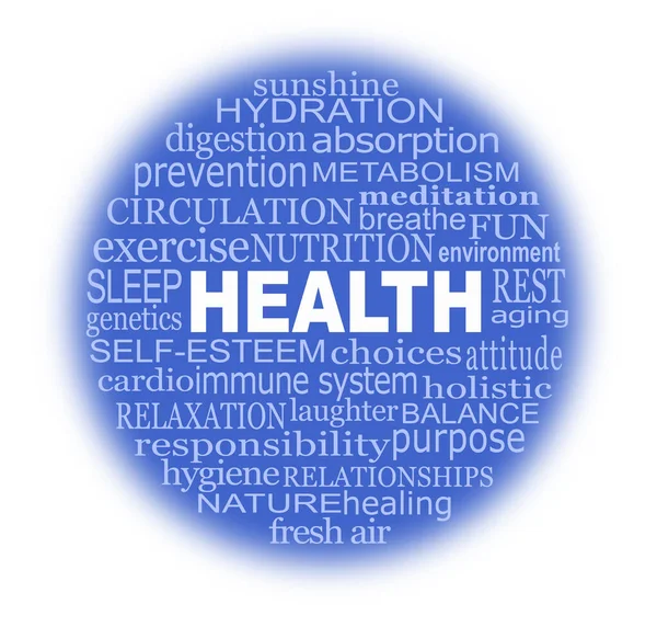 Words Associated Maintaining Good Health Word Circle Defocused Edged Blue — Φωτογραφία Αρχείου