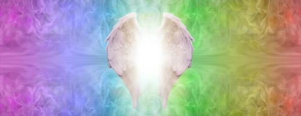 Chakra Rainbow Angel Therapy Message Banner Ampio Sfondo Graduato Color — Foto Stock