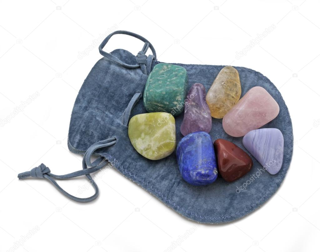 Pouch with Chakra Crystal Set