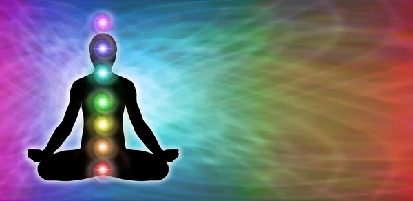 Rainbow Chakra Meditation Website Banner — Stock Photo, Image
