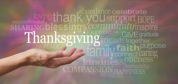 Thanksgiving buitenland in de palm van uw hand — Stockfoto