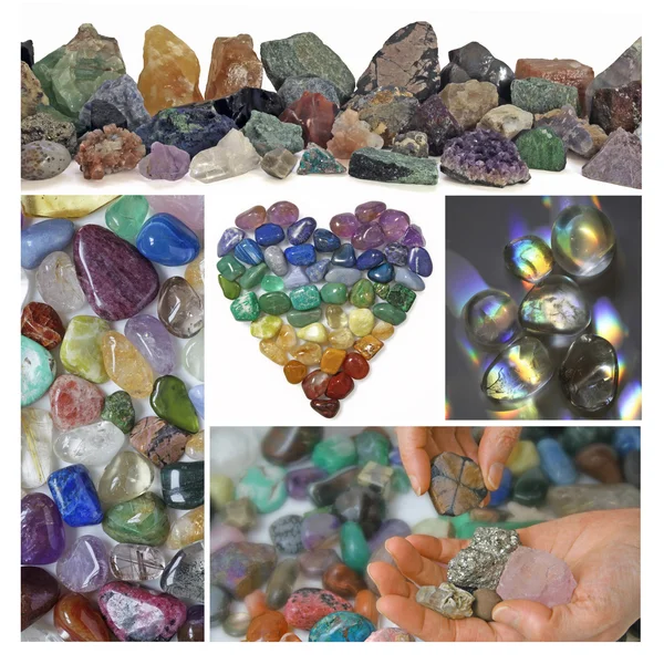Collage of Healing Crystals Stock Image