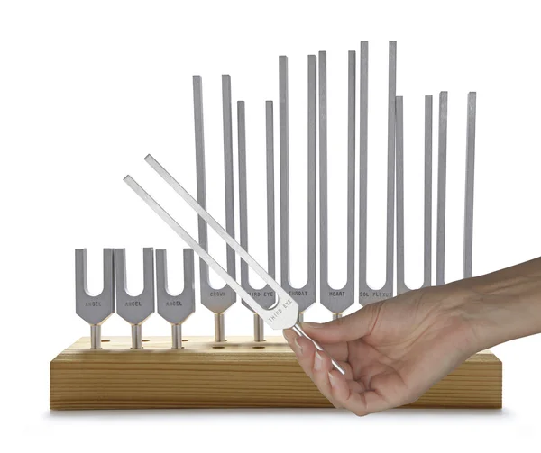 Usando Som Healing Tuning Forks — Fotografia de Stock