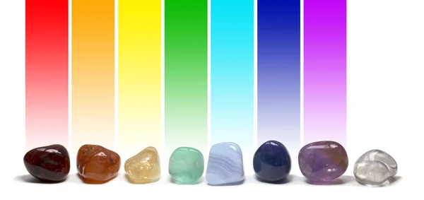 Chakra Healing Crystals Color Chart — Stock Photo, Image