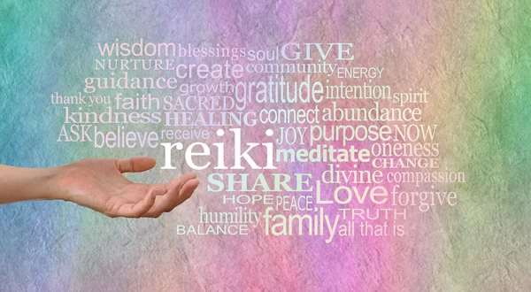 Verzenden van Reiki genezing Word Cloud — Stockfoto