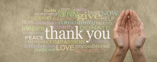 Fund Raising Campaign Website Header saying Thank You — Stock Photo, Image