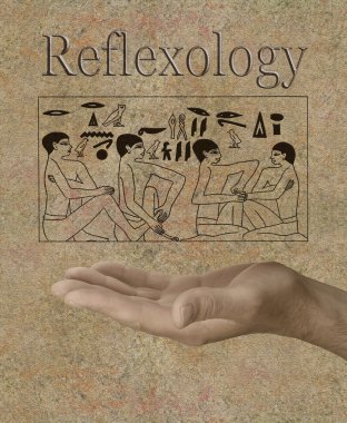 Reflexology depicted in Ancient Egyptian Hieroglyphics clipart