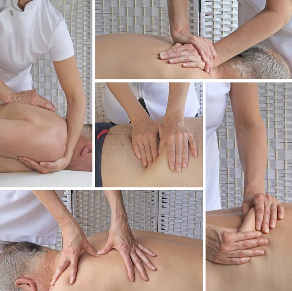 Sports Massage Therapy Collage — Stock Photo, Image