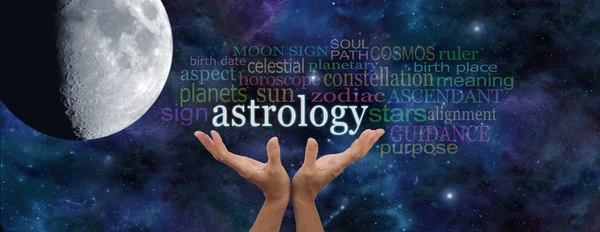 Está escrito no banner Stars - Astrology — Fotografia de Stock