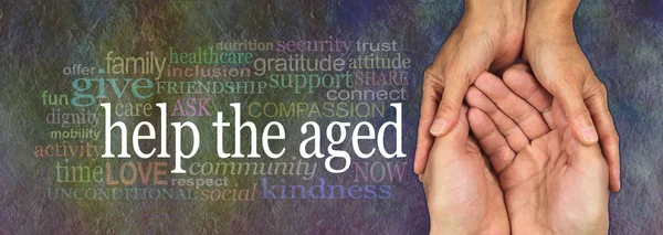 Campagne banner Help the Aged — Stockfoto