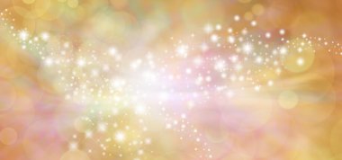 Altın yıldızlı glitter sıcak tonlu bokeh arka plan afiş