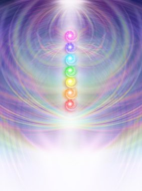 Seven Chakras in subtle energy field background clipart