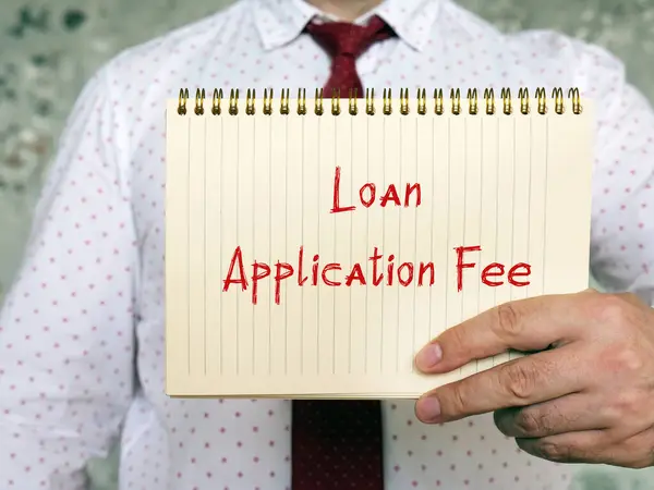 Concetto Business Loan Application Fee Con Iscrizione Sul Foglio — Foto Stock