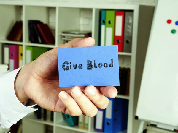 Foto Conceitual Sobre Give Blood Com Texto Manuscrito — Fotografia de Stock