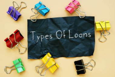 Types Of Loans inscription on the sheet clipart