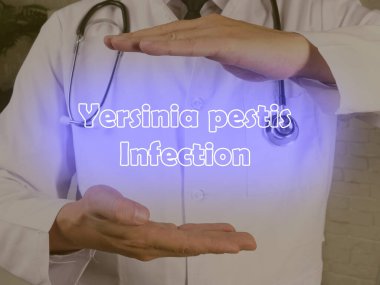 Medical concept meaning Yersinia pestis Infection with inscription on the piece of paper clipart