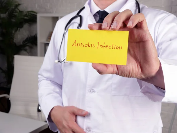Concepto Médico Que Significa Anisakis Infección Con Inscripción Hoja — Foto de Stock