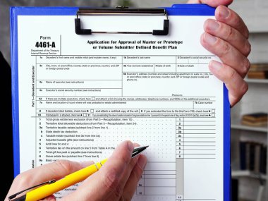 Form 4461-A Master veya Prototip Onaylama Uygulaması veya Cilt Tanımlı Yardım Planı ile ilgili iş konsepti