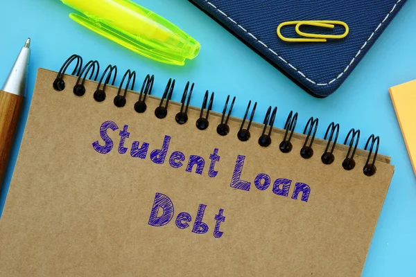 Financieel Concept Student Loan Debt Met Zin Het Blad — Stockfoto