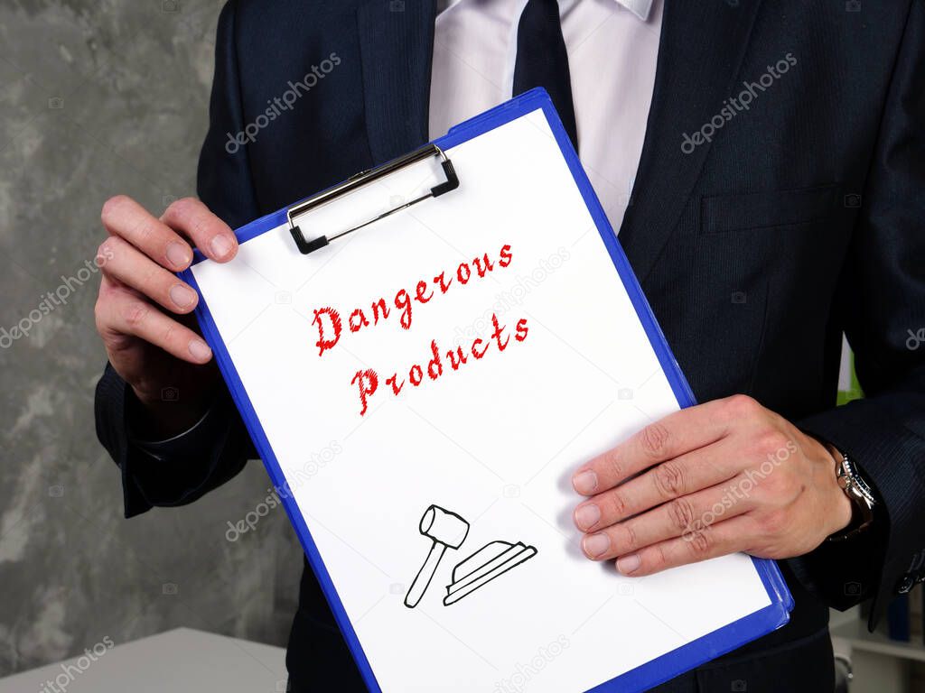 Juridical concept meaning Dangerous Products with sign on the page