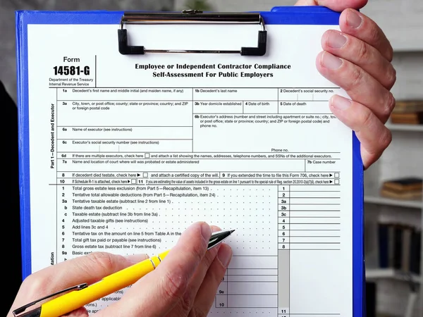 Form 14581 Employee Independent Contractor Compliance Self Assessment Public Employers — 스톡 사진