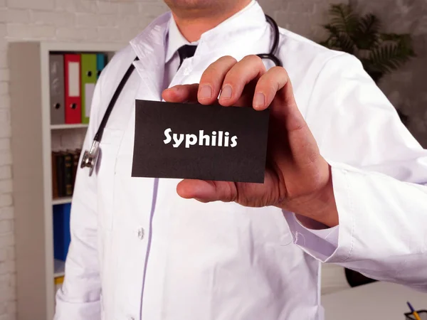 Concepto Cuidado Salud Que Significa Sífilis Con Signo Hoja — Foto de Stock