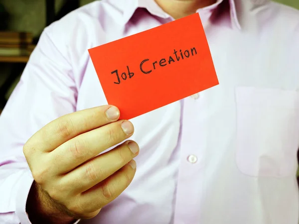 Conceito Negócio Que Significa Criação Emprego Com Frase Pedaço Papel — Fotografia de Stock